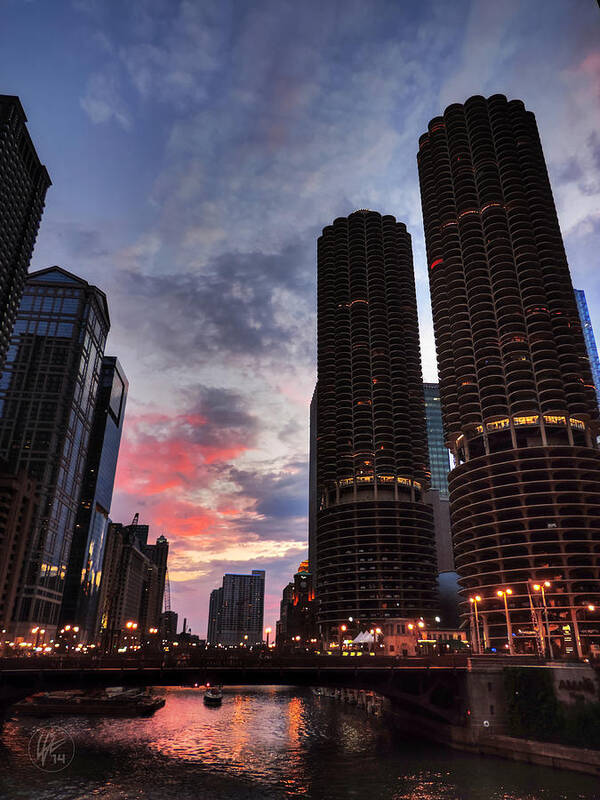 Chicago Art Print featuring the photograph Chicago River Sunset 003 by Lance Vaughn