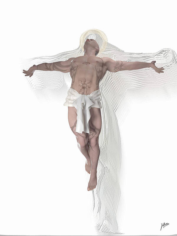 Christ Art Art Print featuring the digital art Christ weightless by Quim Abella