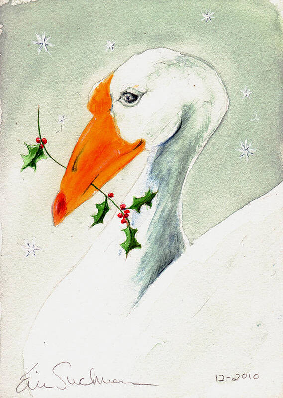 Christmas Goose Art Print featuring the painting Christmas Goose by Eric Suchman