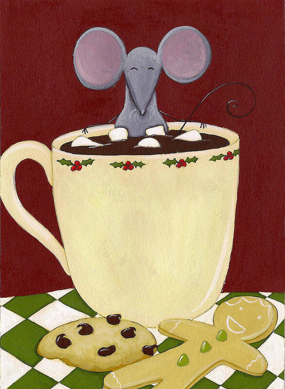Mouse Art Print featuring the painting Christmas Mouse by Christy Beckwith