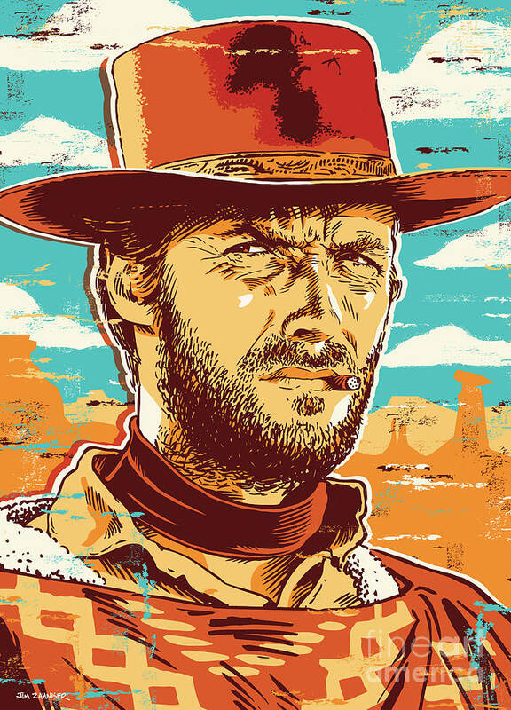 Illustration Art Print featuring the digital art Clint Eastwood Pop Art by Jim Zahniser