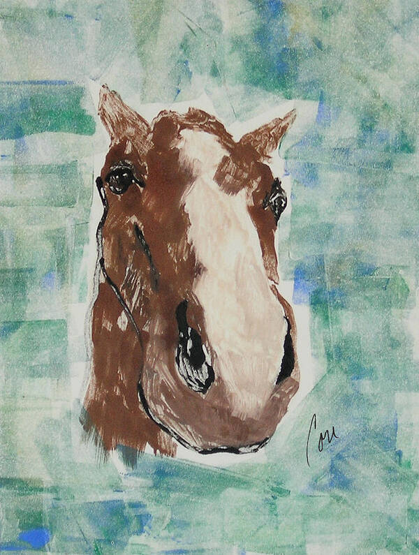 Horse Art Print featuring the mixed media Close Up by Cori Solomon