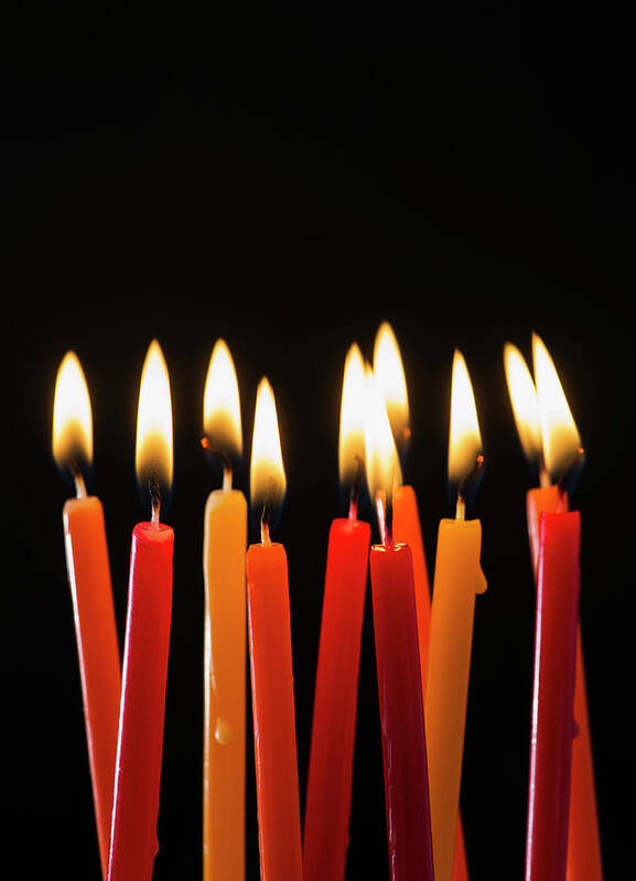 Black Background Art Print featuring the photograph Close-up Of Birthday Candles by Daniel Grill