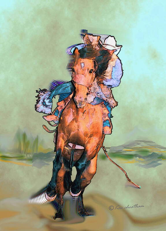 Cowboy Art Print featuring the digital art Comin' Atcha by Kae Cheatham