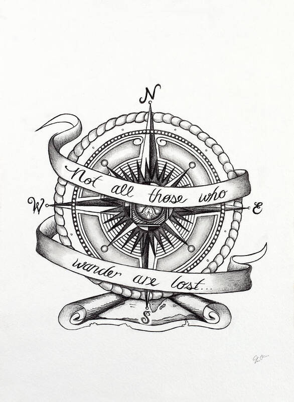 Compass Drawing Art Print by Jon Cotroneo