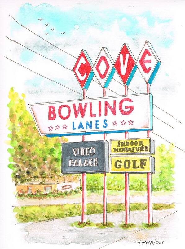 Nature Art Print featuring the painting Cove Bowling Lanes in Bamington - Massachusetts by Carlos G Groppa