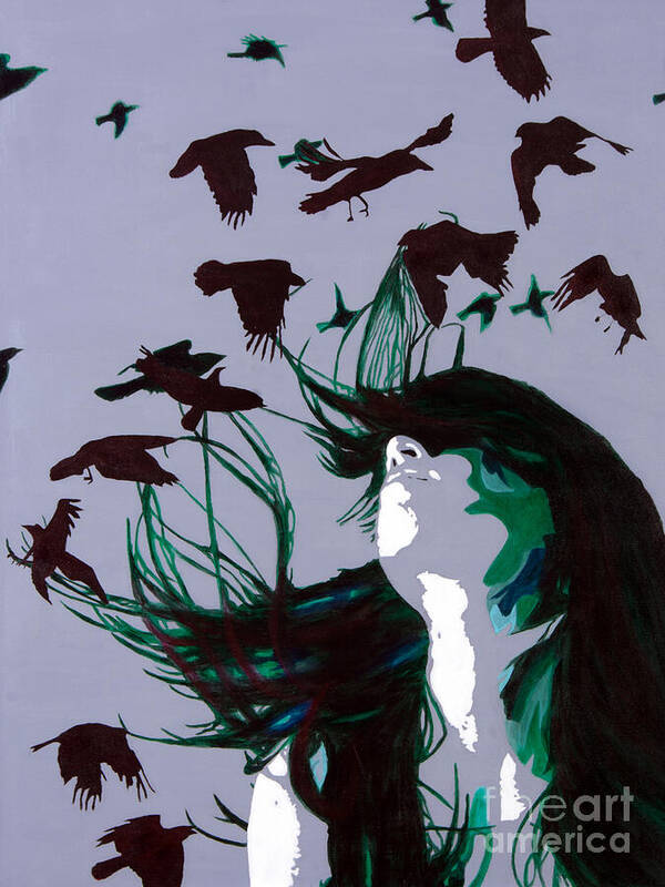 Denise Art Print featuring the painting Crows by Denise Deiloh