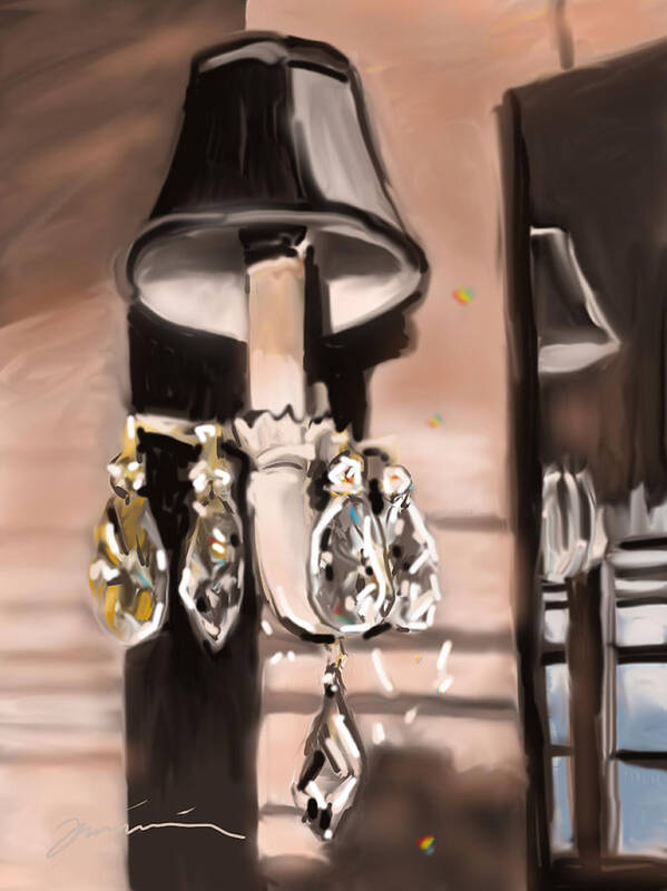 Lamp Art Print featuring the painting Crystal Reflection by Jean Pacheco Ravinski