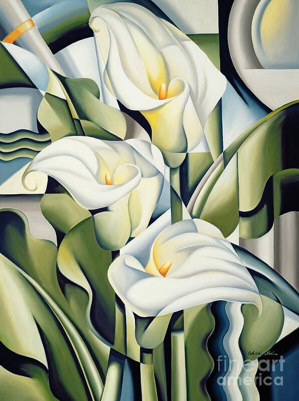 #faatoppicks Art Print featuring the painting Cubist lilies by Catherine Abel