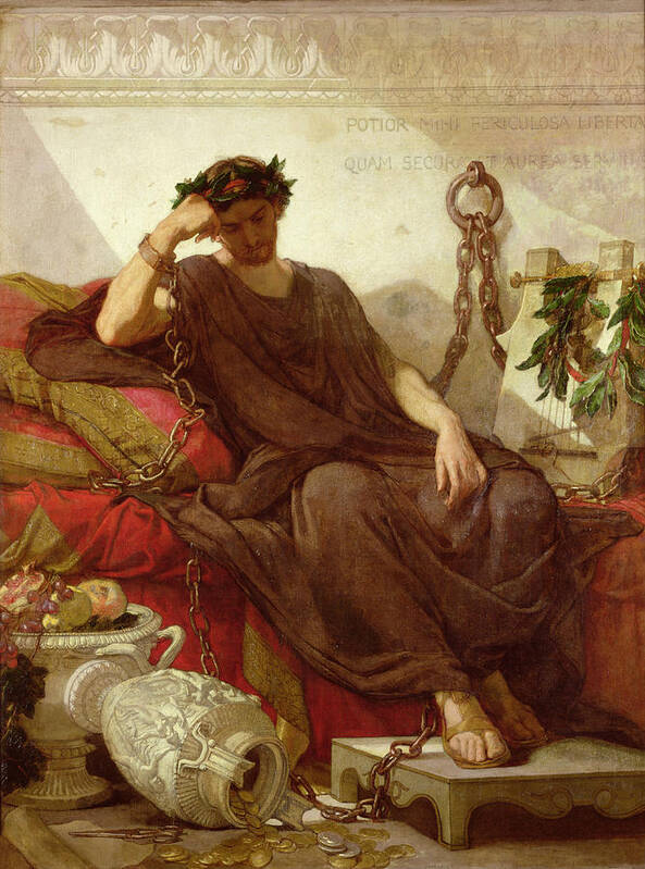 Chained Art Print featuring the painting Damocles by Thomas Couture