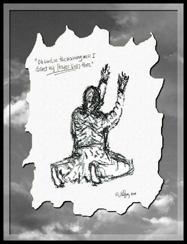 Prayer Art Print featuring the drawing David's Prayer - Sketch by Glenn McCarthy Art and Photography