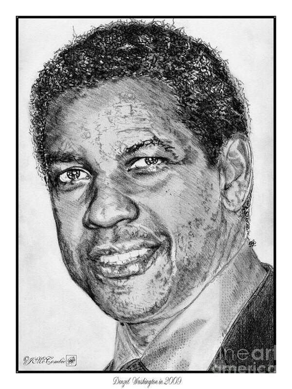 Mccombie Art Print featuring the drawing Denzel Washington in 2009 by J McCombie