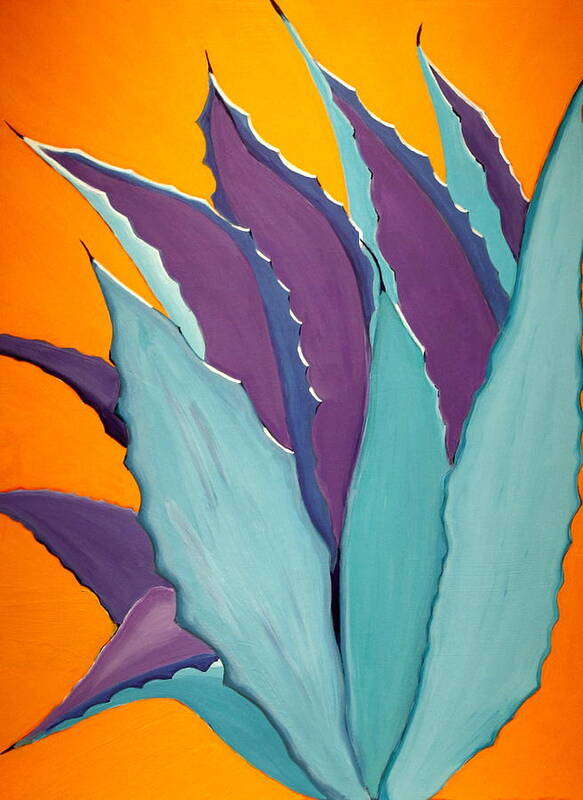 Southwestern Art Print featuring the painting Desert Agave Cactus by Karyn Robinson