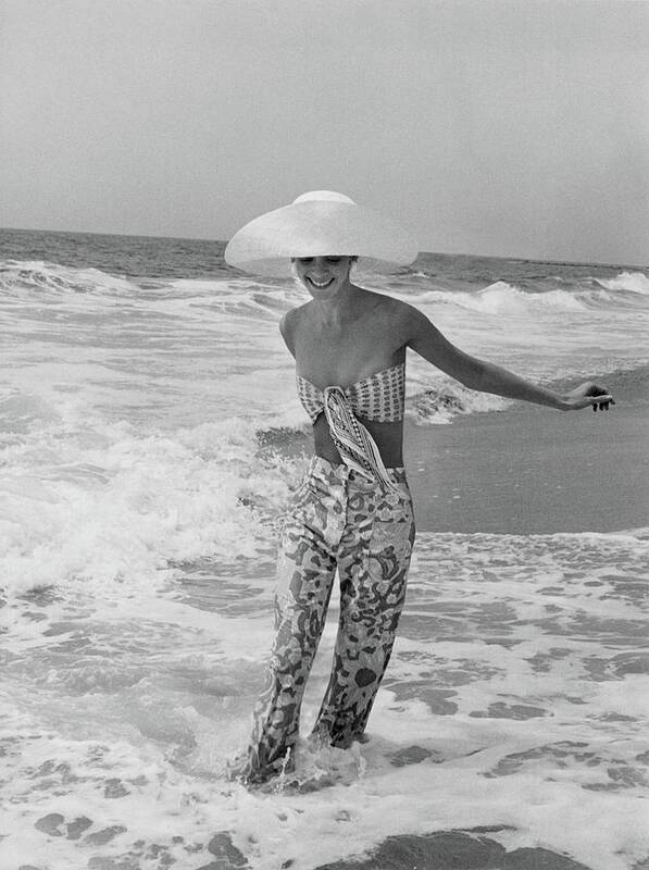 Fashion Art Print featuring the photograph Diana Ewing Playing At A Beach by John Shannon
