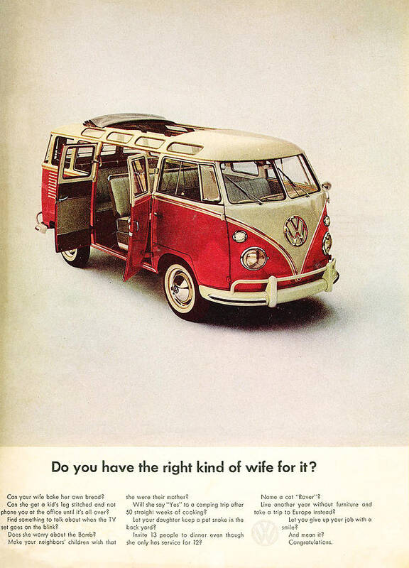 Volkswagen Van Art Print featuring the digital art Do you have the right kind of wife for it by Georgia Fowler