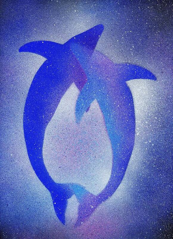 Dolphin Art Print featuring the painting Dolphins 3 by Hakon Soreide