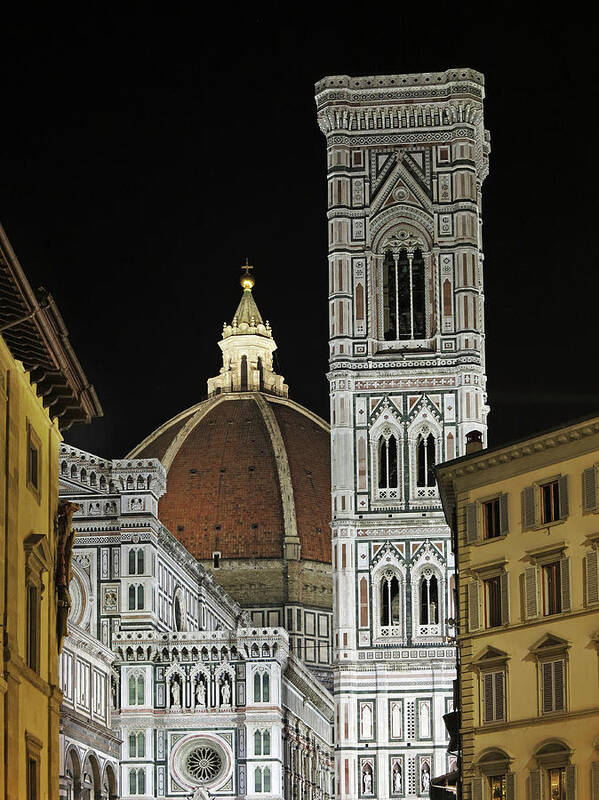 Tranquility Art Print featuring the photograph Duomo And Campanile Night View by Izzet Keribar