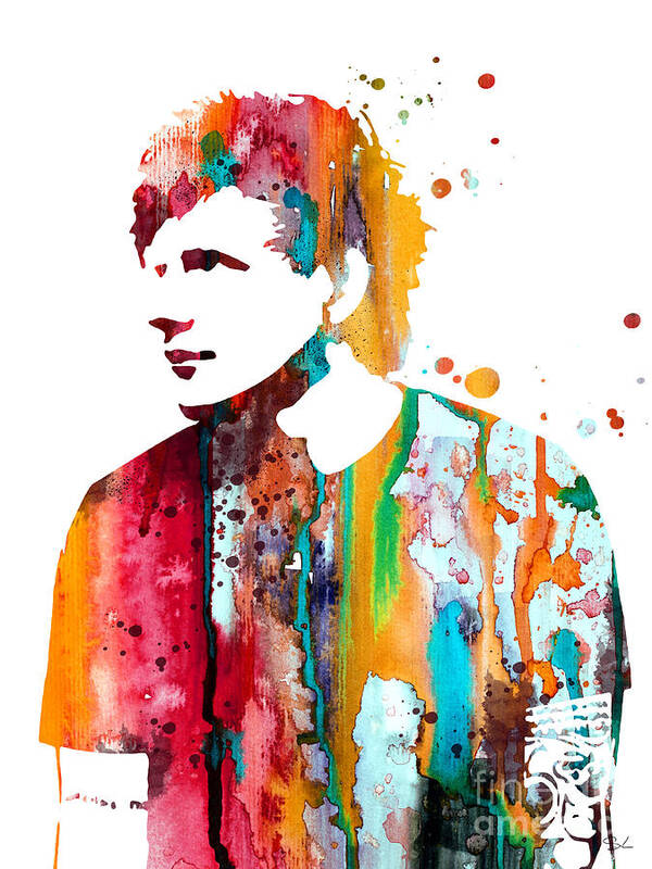 Ed Sheeran Watercolour Painting Print Art Print featuring the painting Ed Sheeran by Watercolor Girl