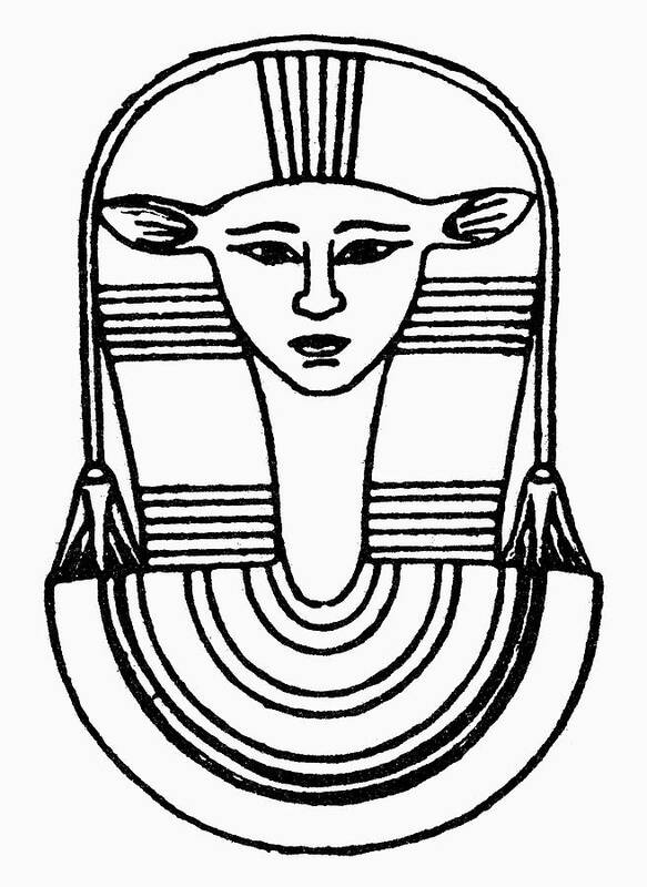 African Art Print featuring the drawing Egyptian Symbol Hathor by Granger