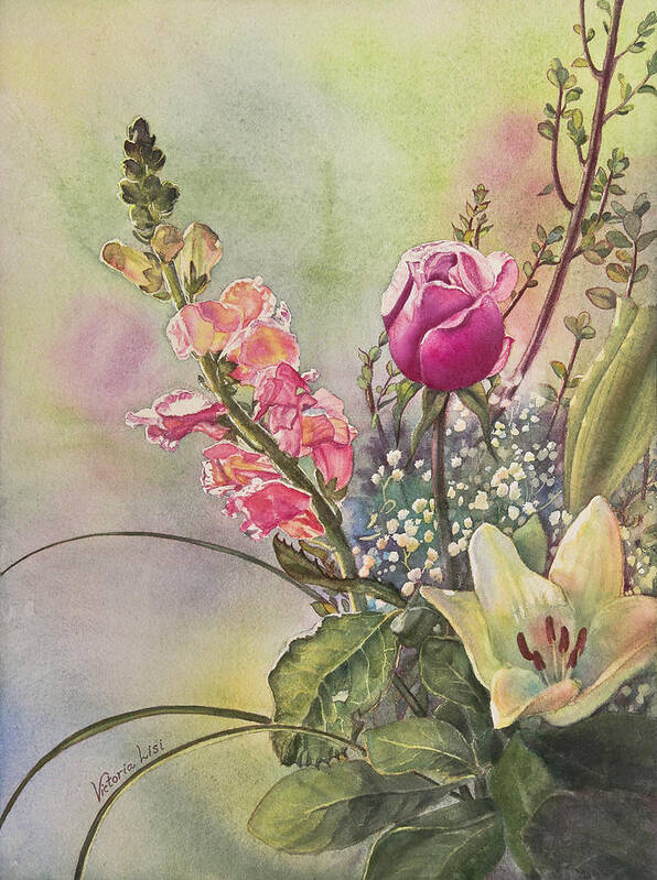 Flower Painting Art Print featuring the painting Elegance by Victoria Lisi