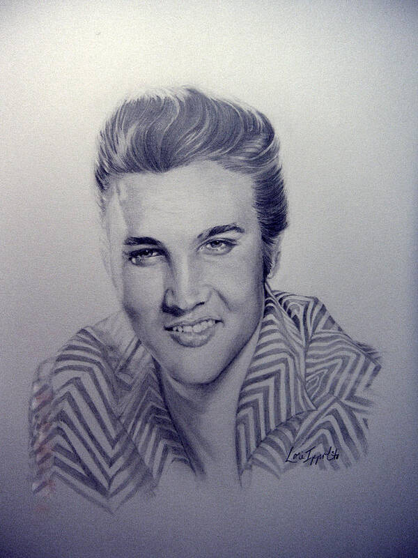 Portrait Art Print featuring the drawing Elvis by Lori Ippolito