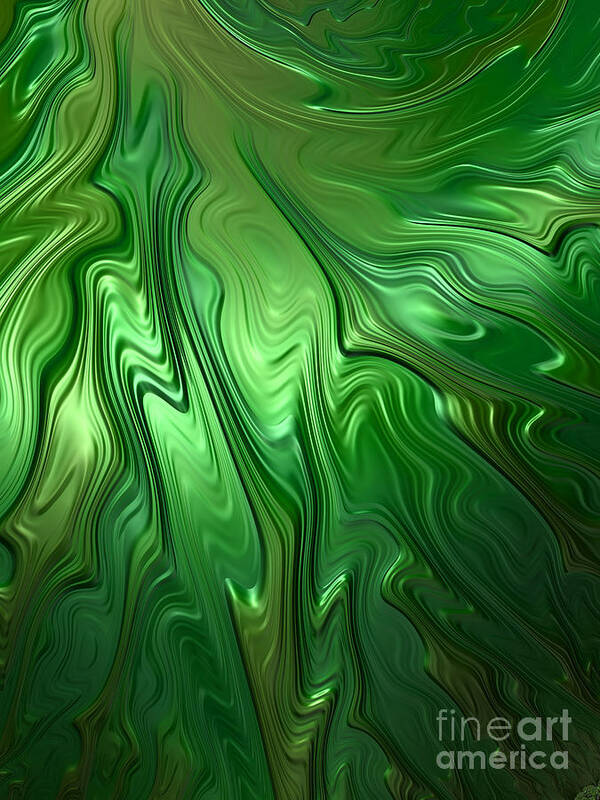 Green Art Print featuring the digital art Emerald Flow by John Edwards