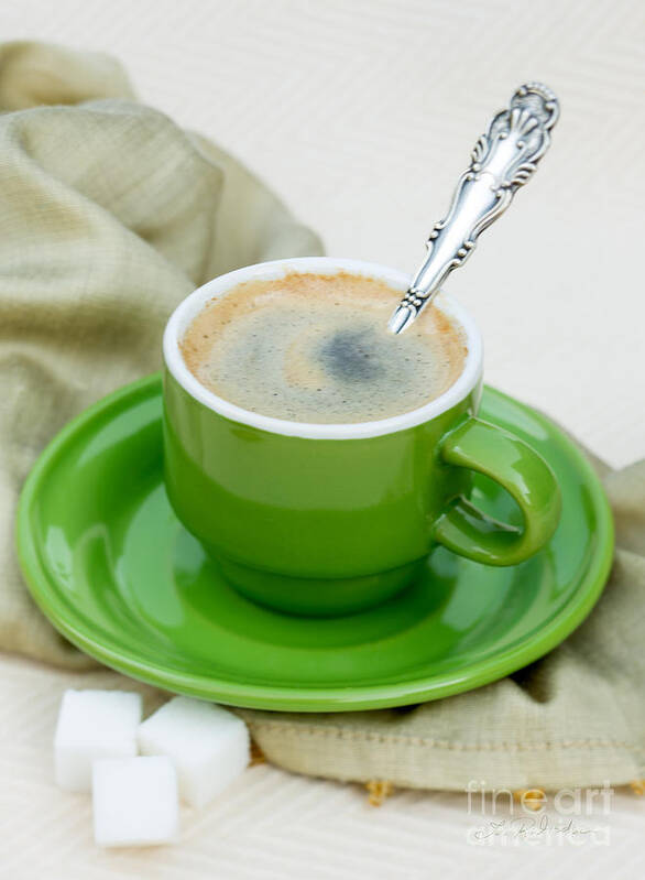 Coffee Art Print featuring the photograph Espresso in Green by Iris Richardson