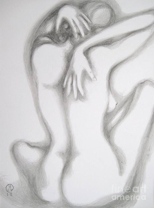 Nude Art Print featuring the drawing Evening Bath by Marat Essex