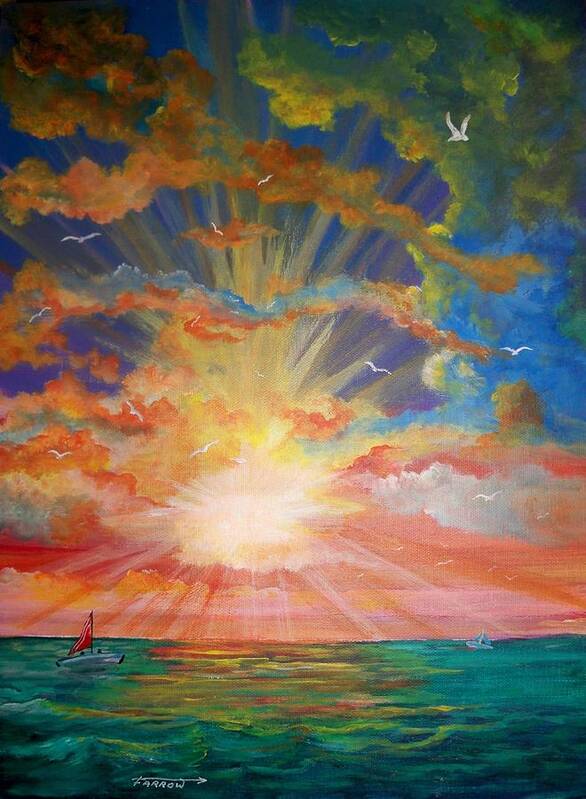  Art Print featuring the painting Evening Sail II by Dave Farrow