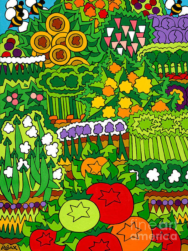 Garden Art Print featuring the painting Eve's Garden by Rojax Art
