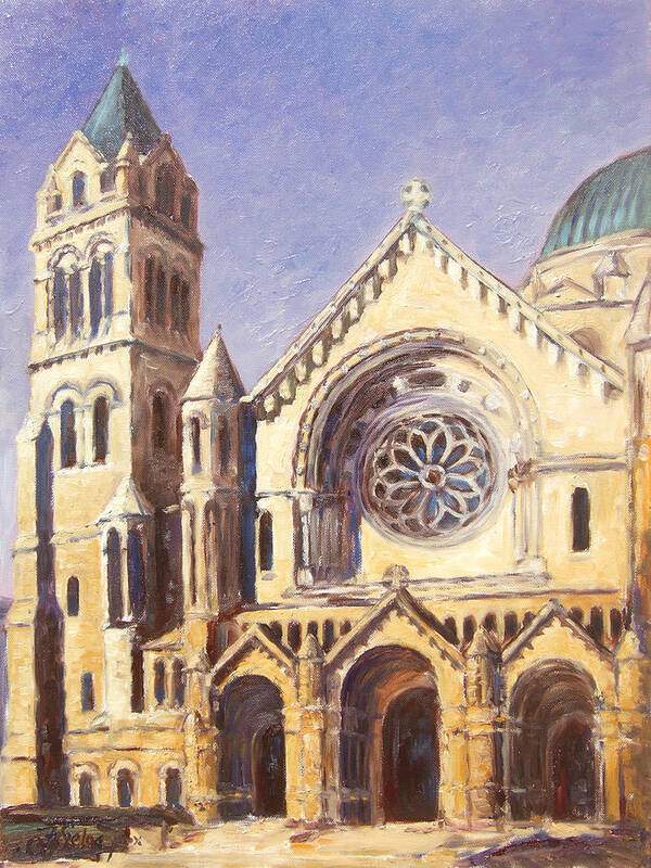 St.louis Art Print featuring the painting Facade of Cathedral Basilica in St.Louis by Irek Szelag