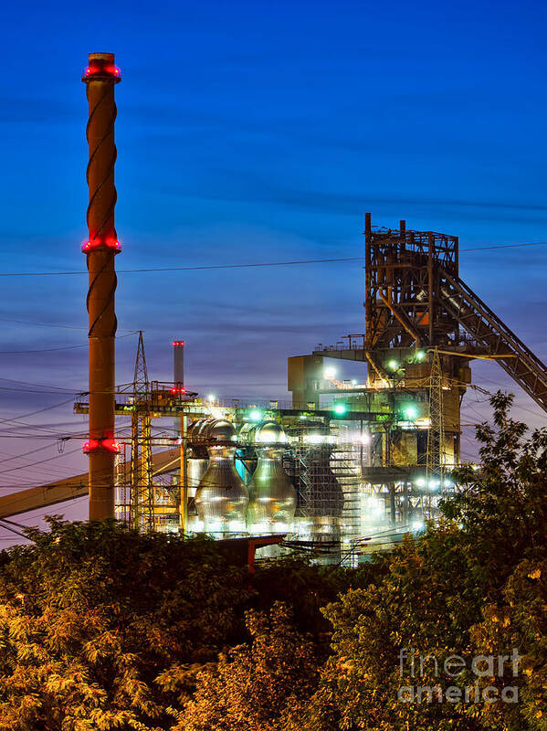 This Is A Picture Of A Factory Placed On A Small Hill In Duisburg Marxloh. The Picture Was Taken Using Hdr-technology. Art Print featuring the photograph Factory on the hill by Daniel Heine