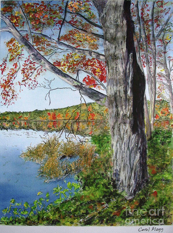Autumn Art Print featuring the painting Fall Tree by Carol Flagg