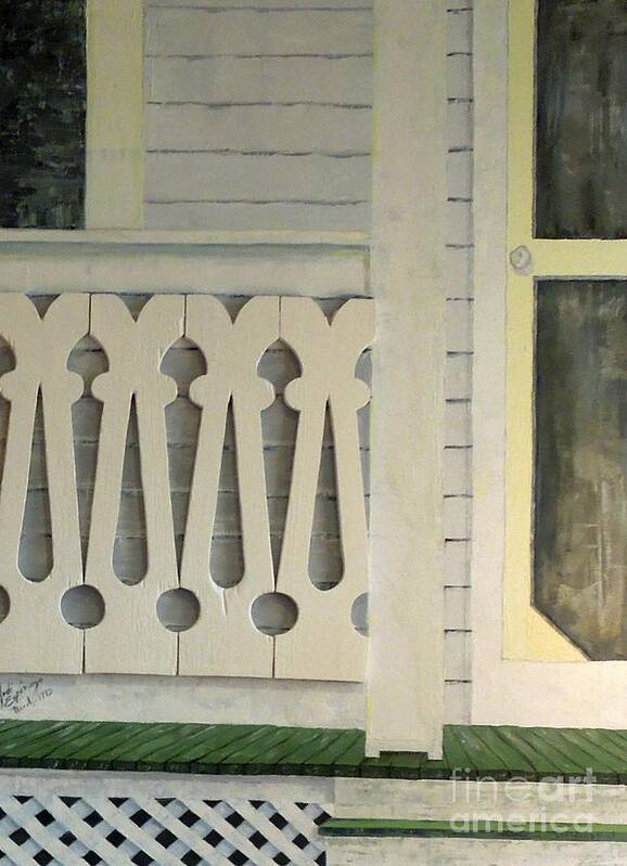 Farmhouse Art Print featuring the painting Farmhouse Porch Right Side by Judith Espinoza