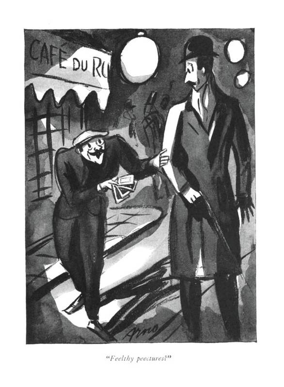102117 Par Peter Arno Art Print featuring the drawing Feelthy Peectures by Peter Arno
