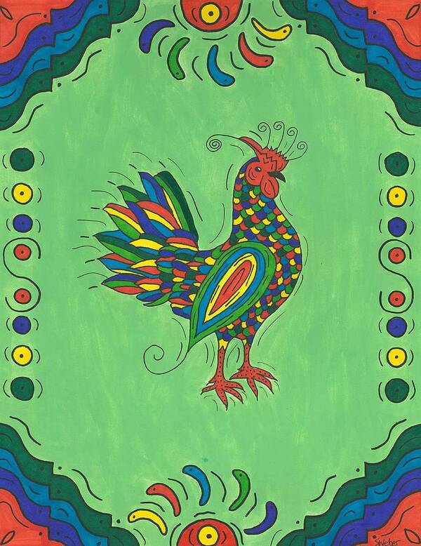 Fiesta Art Print featuring the painting Fiesta Rooster by Susie Weber