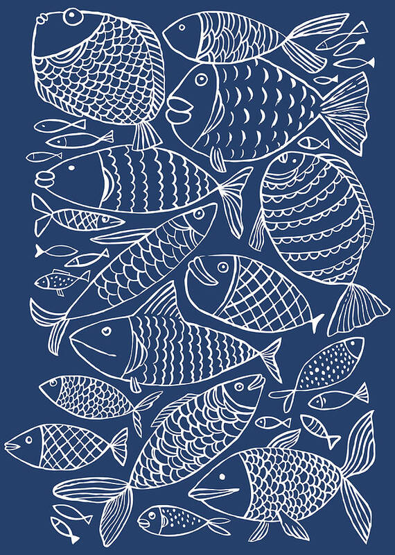 Underwater Art Print featuring the digital art Fish Pattern by Marabird