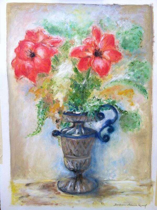 Floral Art Print featuring the painting Floral in Urn by Barbara Anna Knauf