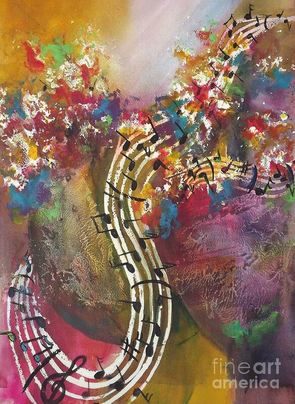 Music Art Print featuring the painting Floral Notes by Carol Losinski Naylor