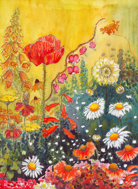 Flower Garden Art Print featuring the painting Flower Garden by Katherine Miller