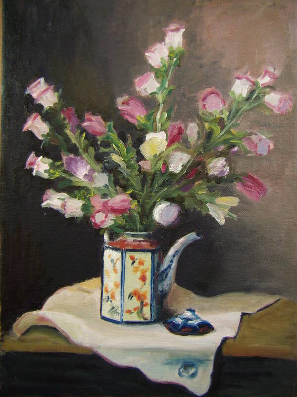 Still Life Art Print featuring the painting Flower Pot by Nicolas Bouteneff
