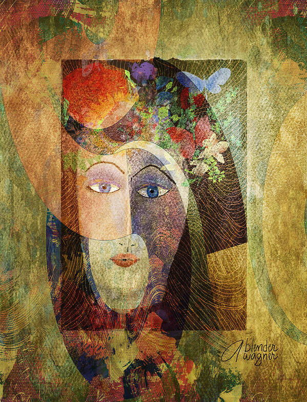 Woman Art Print featuring the digital art Flowers In Her Hair by Arline Wagner