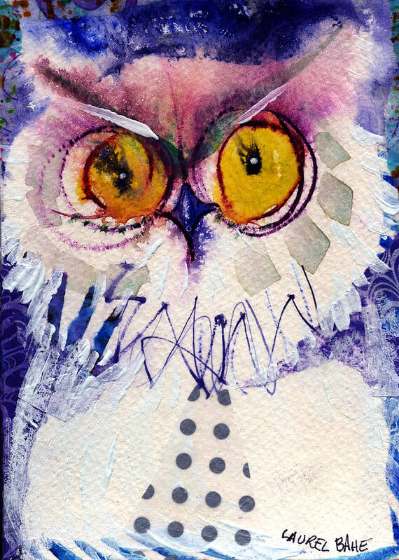 Owl Art Print featuring the painting Fluff by Laurel Bahe