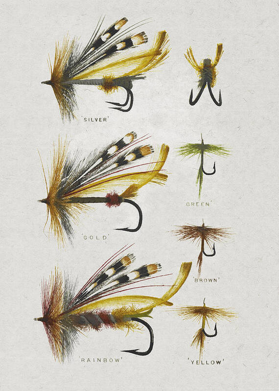 Fly Fishing Rod Antique Reels Lures Wall Picture Art Print 