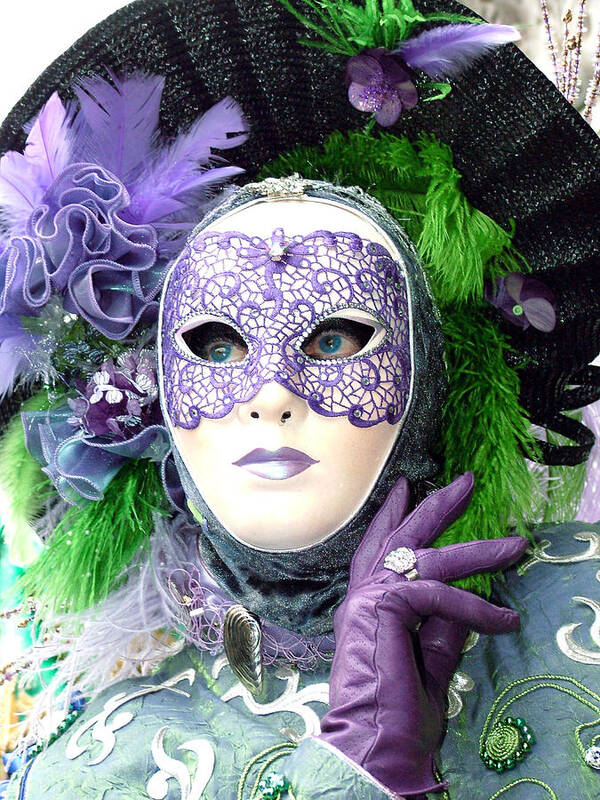 Venice Carnival Art Print featuring the photograph Francine's Purple Glove by Donna Corless