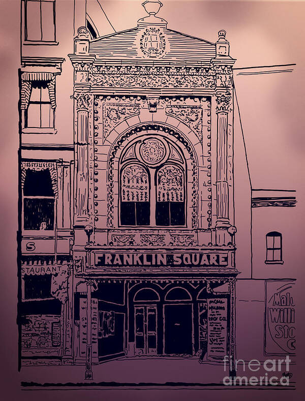 Burlesque Shows Art Print featuring the drawing Franklin Square Theatre by Megan Dirsa-DuBois