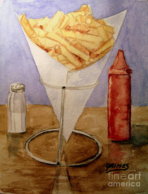 Food Art Print featuring the painting Fries for Lunch by Carol Grimes