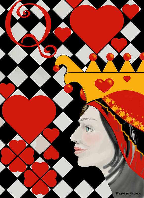 Portrait Art Print featuring the painting Gabby Queen of Hearts by Carol Jacobs