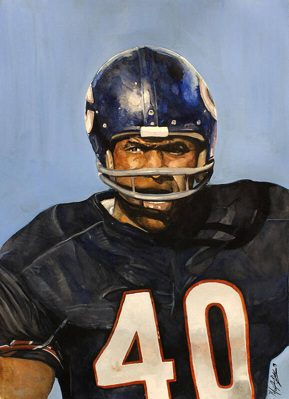 Gale Sayers Art Print featuring the painting Gale Sayers by Michael Pattison