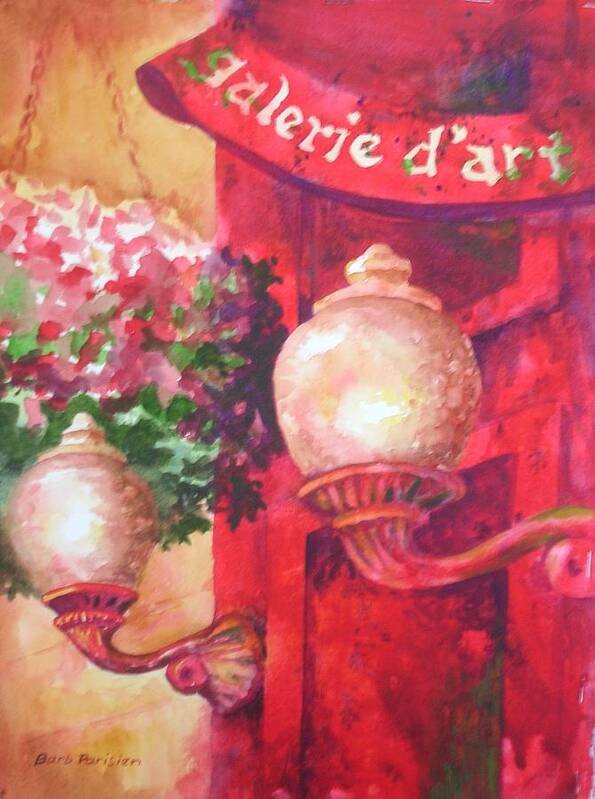 Red Art Print featuring the painting Galerie d'art by Barbara Parisien